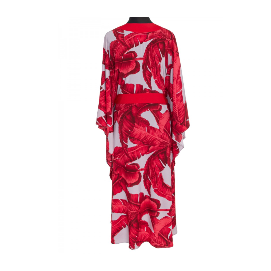 Jungle - Red / Grey Palm Kimono (Red)